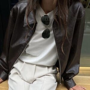 Designer Brown Leather Jacket 100% Genuine Real Italian Leather